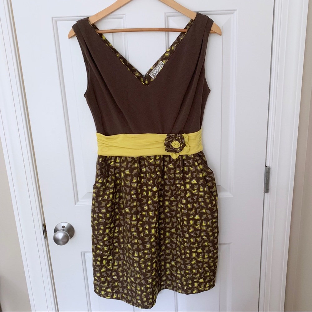 Anthropologie Baraschi Storm of Shapes Brown Dress